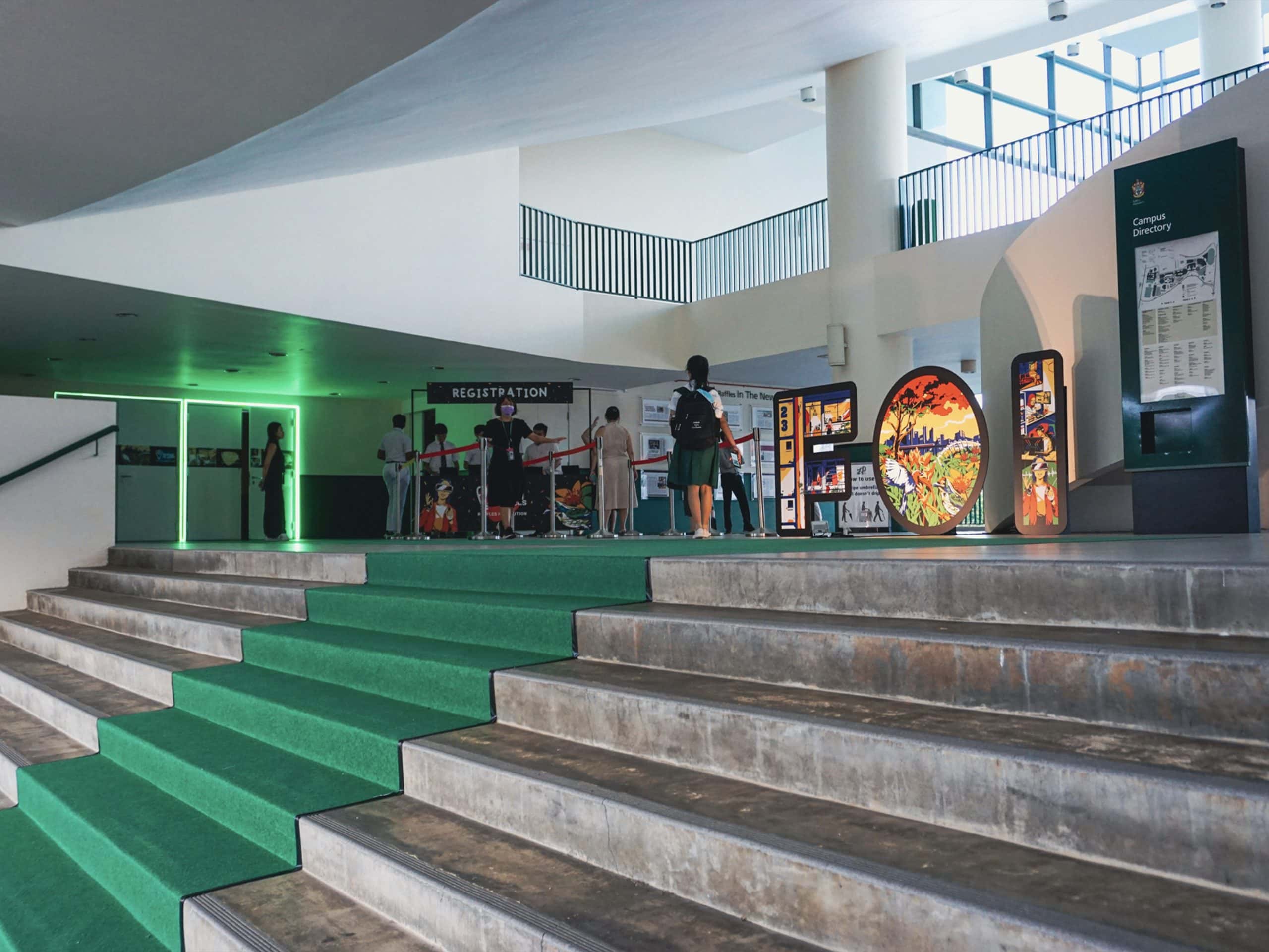 registration area for the Festival of Ideas event at Raffles Institution, arranged by event companies