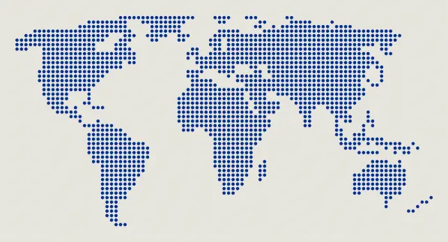 animated world map created from blue dots